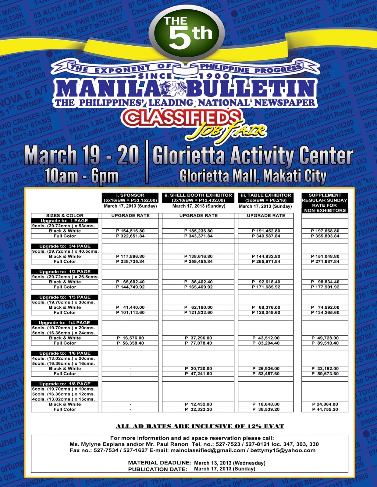 MANILA BULLETIN Head Office Classified Ads Department