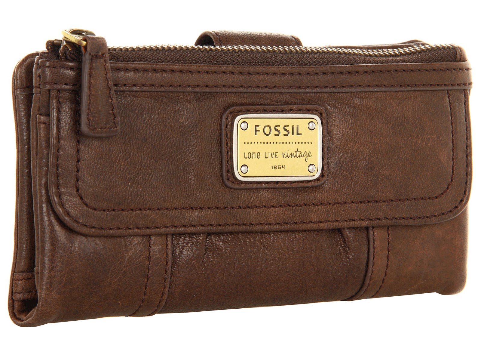 USA Boutique FOSSIL Emory Leather Clutch Wallet Espresso