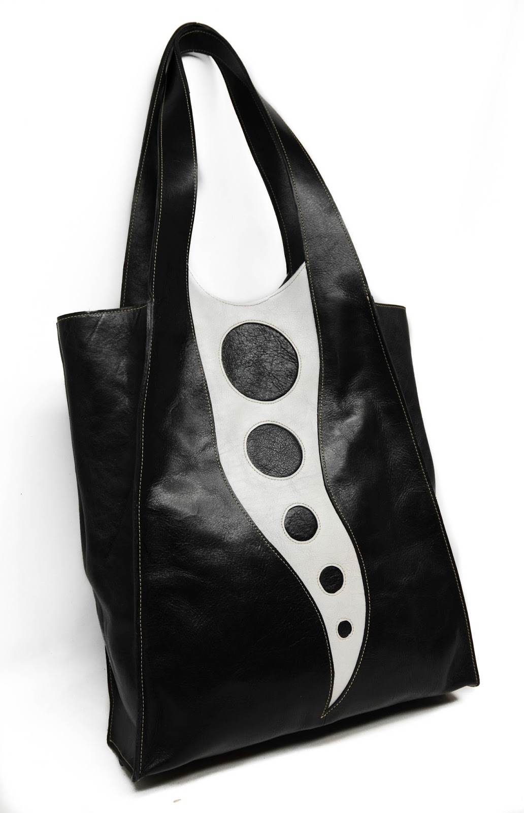 Chemical Wedding Handbags Leather Chemical Wedding Handbag Tote In Black And White