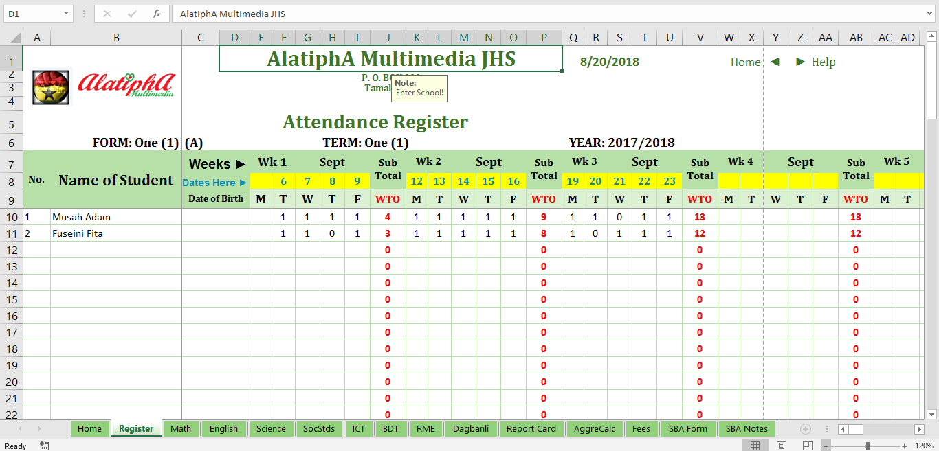 alatipha multimedia awake ghana youth attendance register template attendance register template