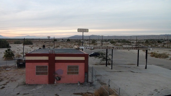 Abandoned buildings along the shores of Salton Sea in Southern California