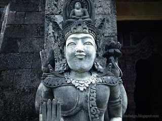 Body and Head Of Balinese Buddhism Gate Guardian Statue At Buddhist Monastery Bali Indonesia