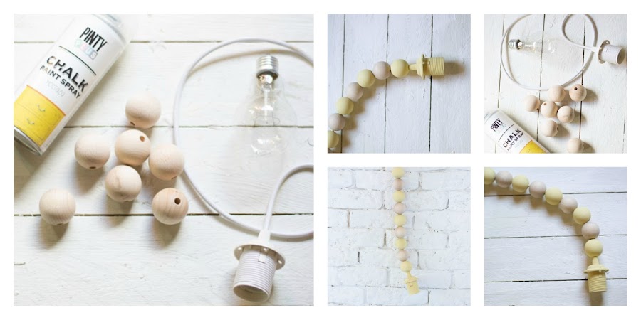 Lámpara bolas madera diy