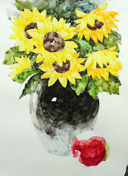 NAMIL ART: [ watercolor step by step] sunflower and black