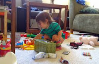 Squatting to Put Toys away builds strength Squat to pick up and put away toys