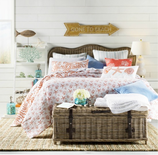Beach Bedroom with Wicker Headboard