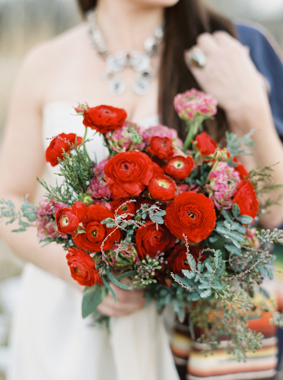 Red Flowers / Photography: Orange Photographie / Styling & Flowers: Katalin Green / Hair & Makeup: Alexa Mae / Necklace & Ring: Mountainside Designs / Location: Bozeman, MT 