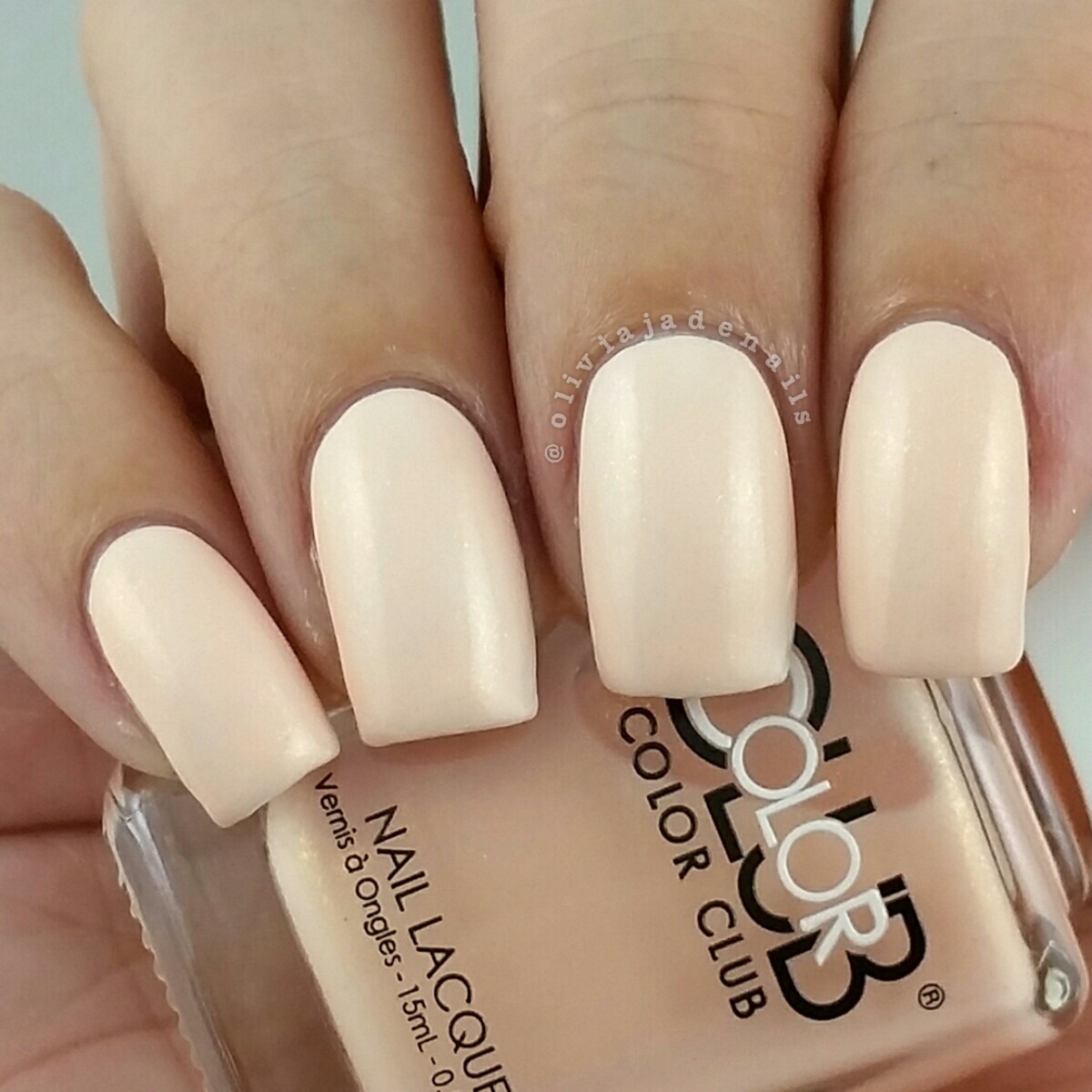 Color Club Piece Of Cake (over white) swatched by Olivia Jade Nails