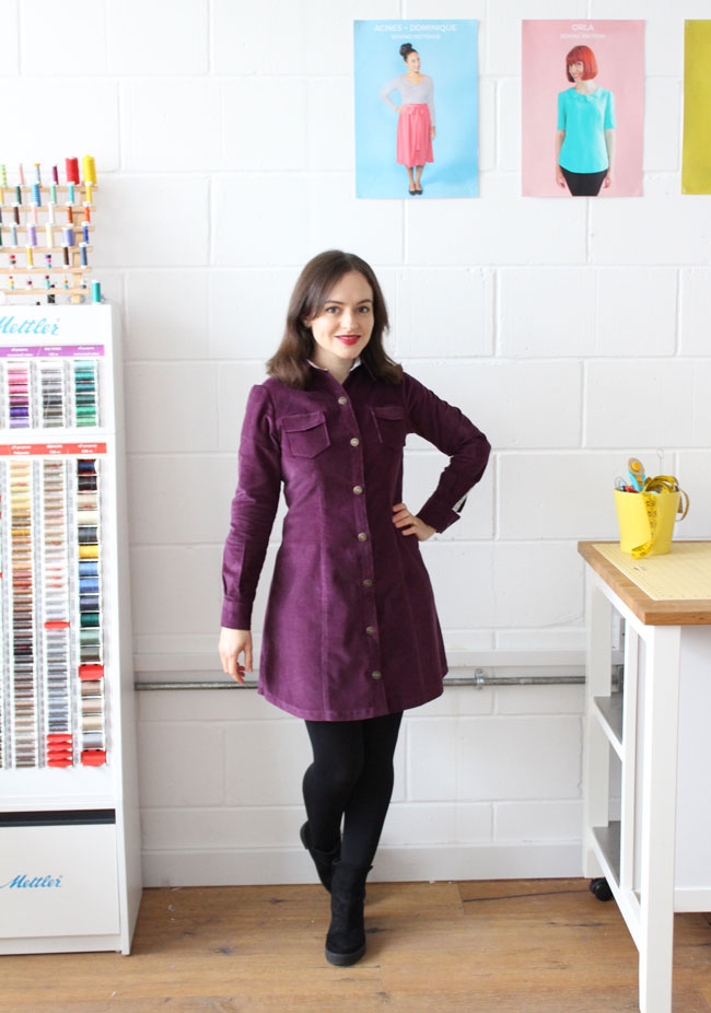 Tilly's needlecord Rosa dress - sewing pattern by Tilly and the Buttons