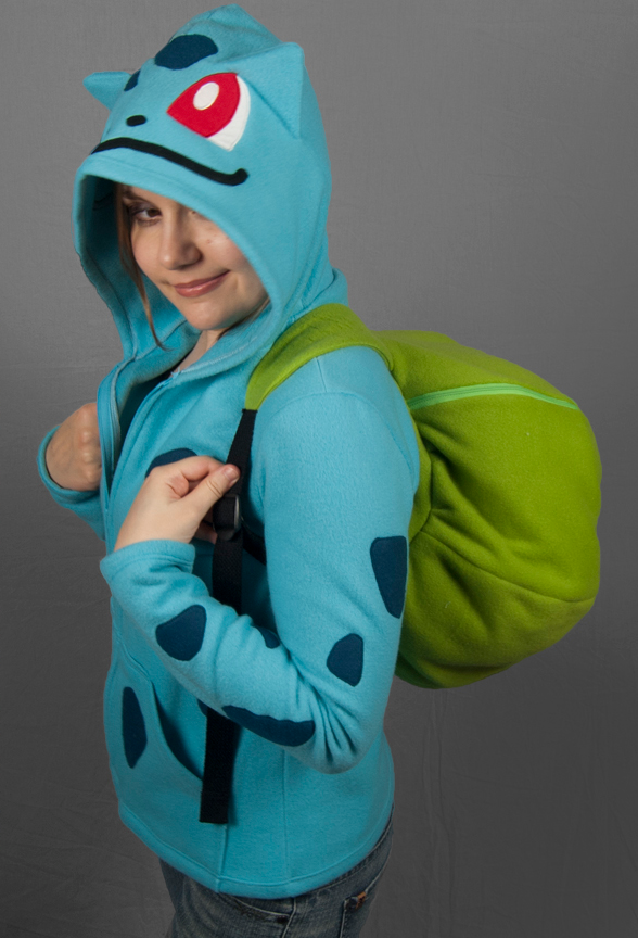 The Incredible Stuffs Awesome Bulbasaur Hoodie with Backpack