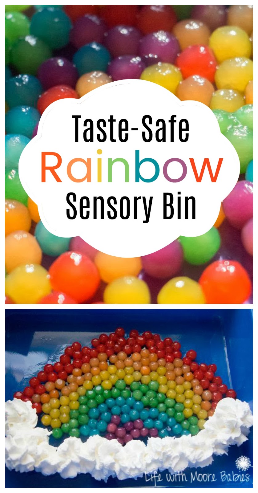 How to Create a Taste Safe Rainbow Sensory Bin Life with Moore Babies