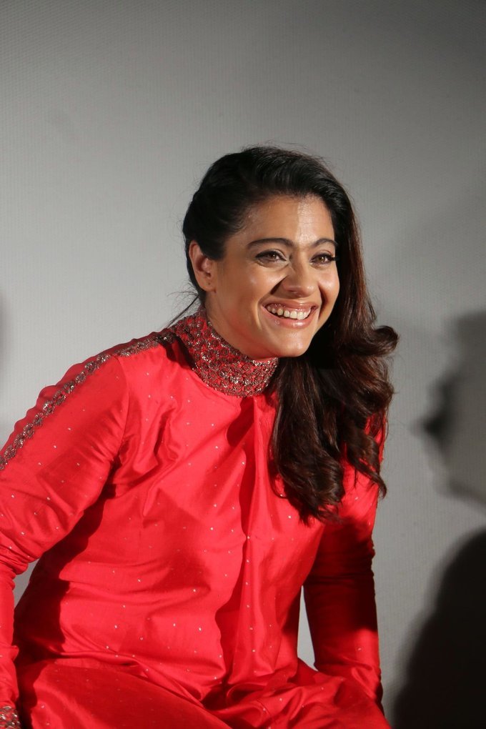 Bollywood Actress Kajol In Red Dress At Tamil Movie Press Meet