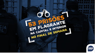 SSP registra 53 prisões durante o final de semana SSP registra 53 prisões durante o final de semana