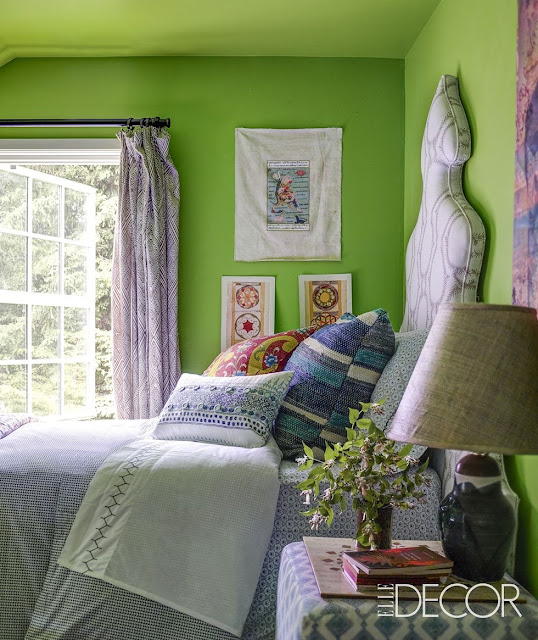 Collide with extreme global boho in textile designer’s country home - guest bedroom bohohome.com @bohosusan