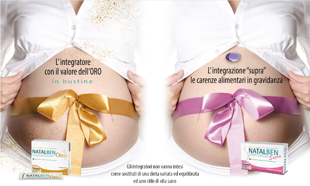 foto di due pance in gravidanza e i due integratori natalben