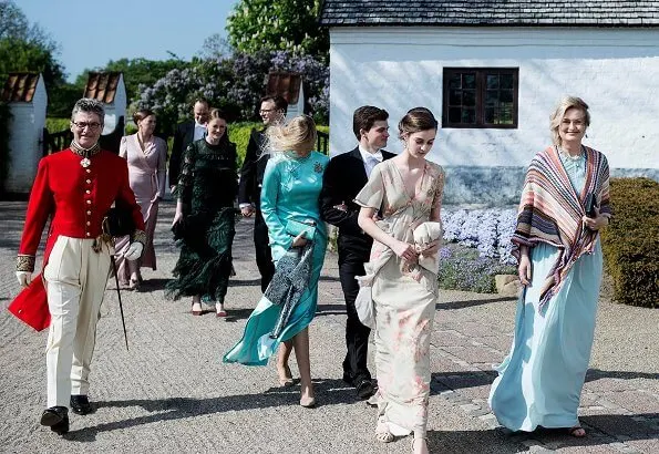 Princess Alexandra is wearing the Ahlefeldt-Laurvig-Bille floral tiara, wedding lace dress. Princess Nathalie and Princess Sumaya