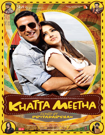 Poster Of Khatta Meetha 2010 Hindi 650MB HDRip 720p ESubs HEVC Watch Online Free Download downloadhub.in