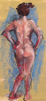 Nude on Pale Green loosely drawn oil pastel nude on pale green