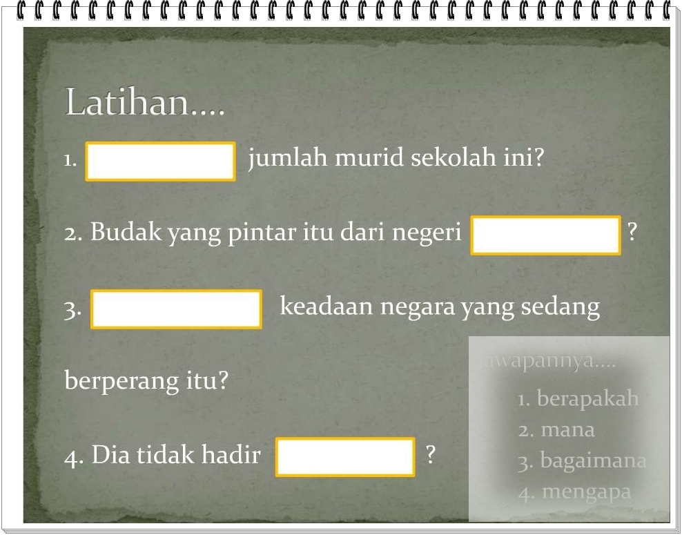 Bahasa Melayu Tingkatan 2: Kata Tanya