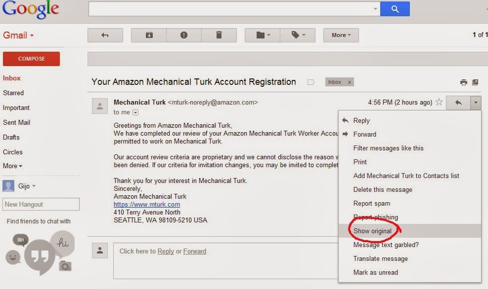 How to show yahoo email headers. Trace message