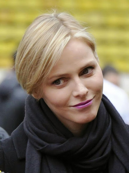 Princess Charlene attended the Sainte Devote rugby tournament match at the Louis II Stadium in Monaco