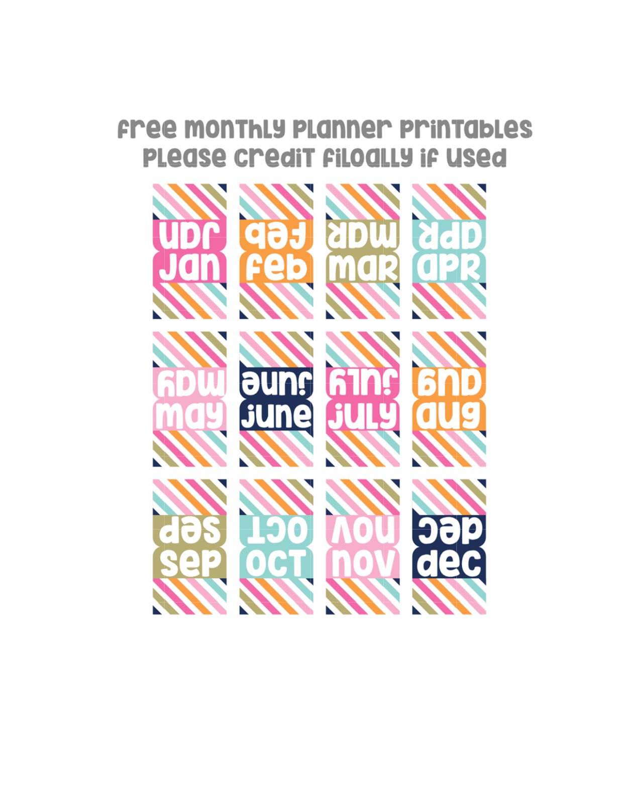 monthly planner tabs freebie