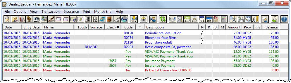 dentrix tip tuesdays understanding the ledger display updated for dentrix charting symbols