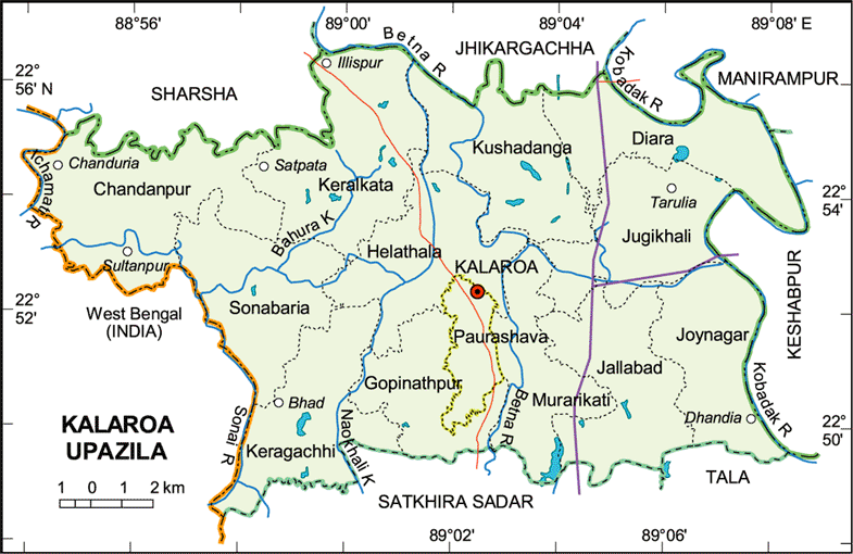Kalaroa Upazila Map Satkhira District Bangladesh