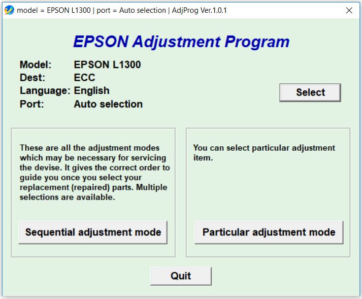 Resetter Epson L1300