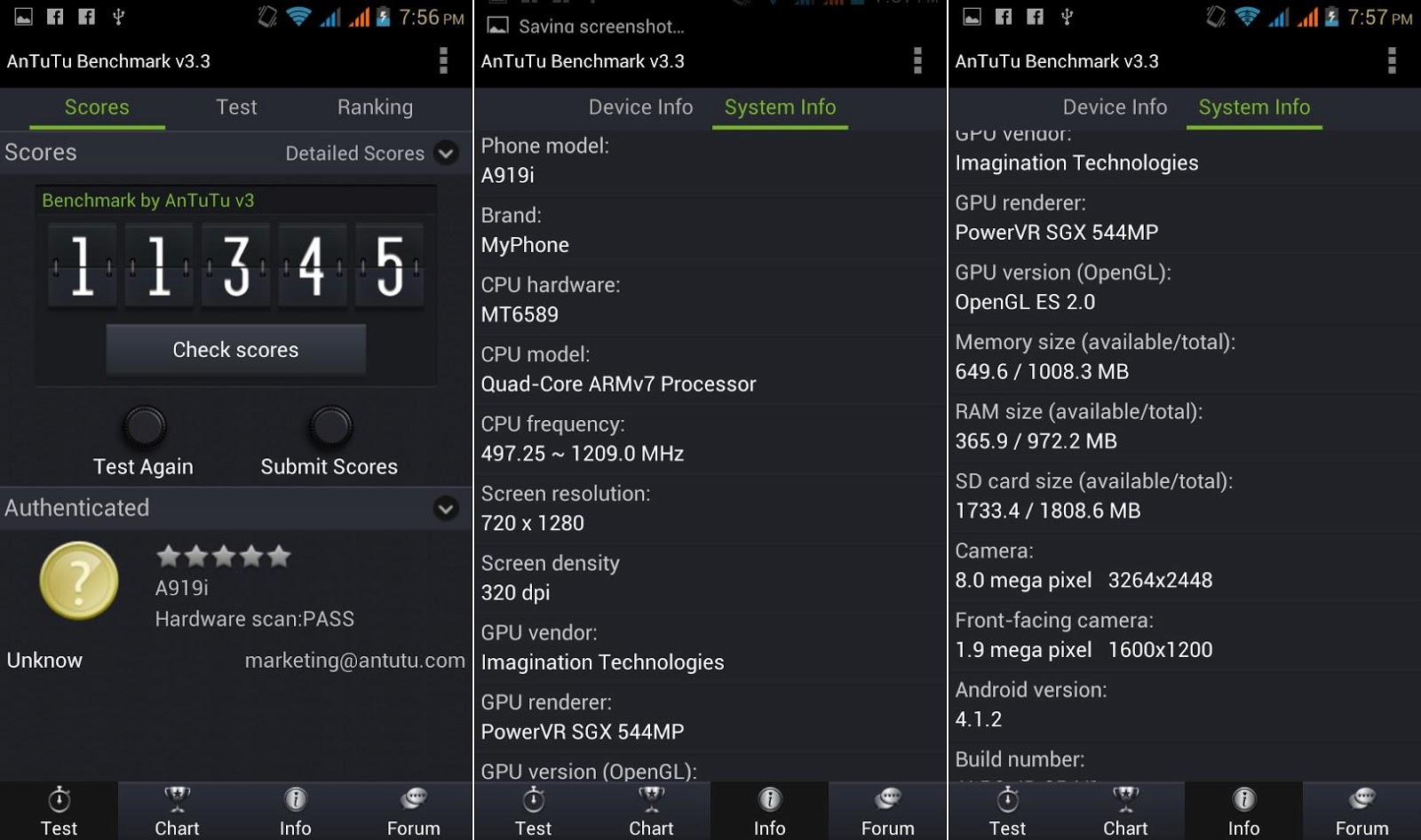 MyPhone A919i Duo AnTuTu Benchmark Results