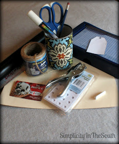 Supplies for making DIY chalkboard tags