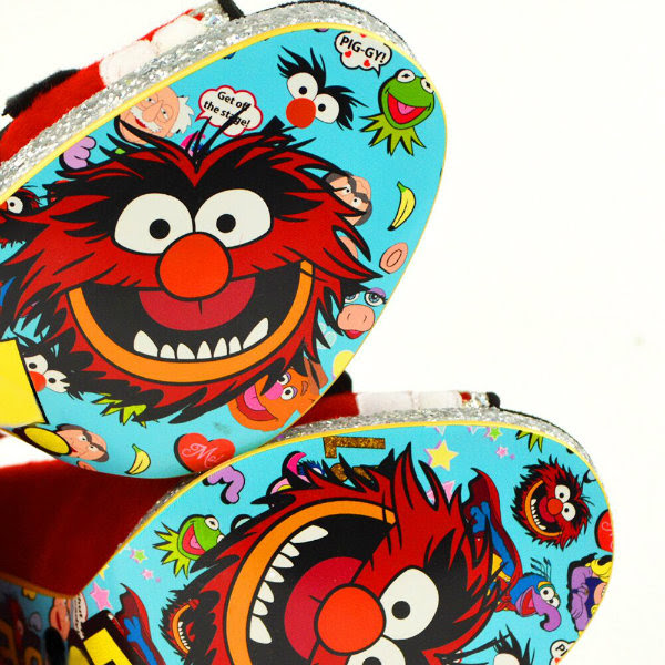 Irregular Choice Disney Muppets Louder Louder Animal soles close up detail of Muppets Animal on Irregular Choice Disney shoe sole