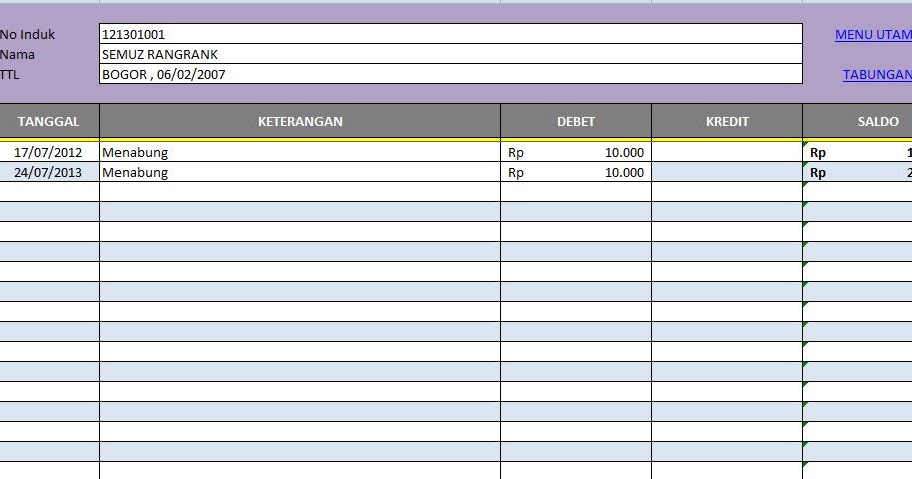 Aplikasi Tabungan Siswa Revisi Terbaru Format Excel Gratis