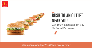 Freecharge Offer Flat 100% Cashback on McDonald's Burger