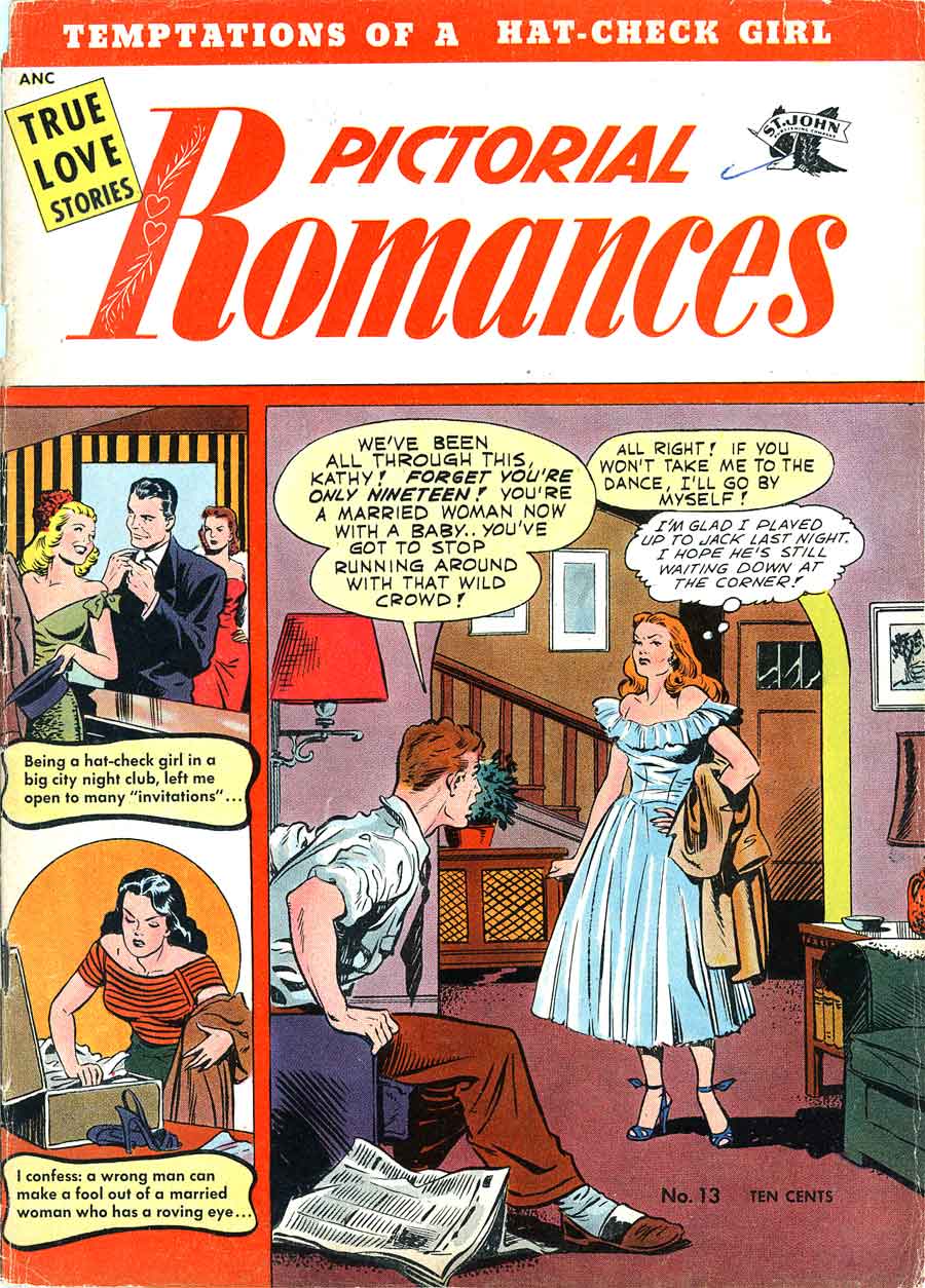 Pictorial Romances #13 st. john golden age 1950s romance comic book cover art by Matt Baker