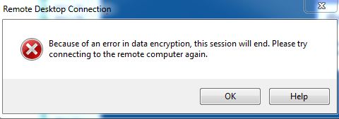 encryption error remote desktop