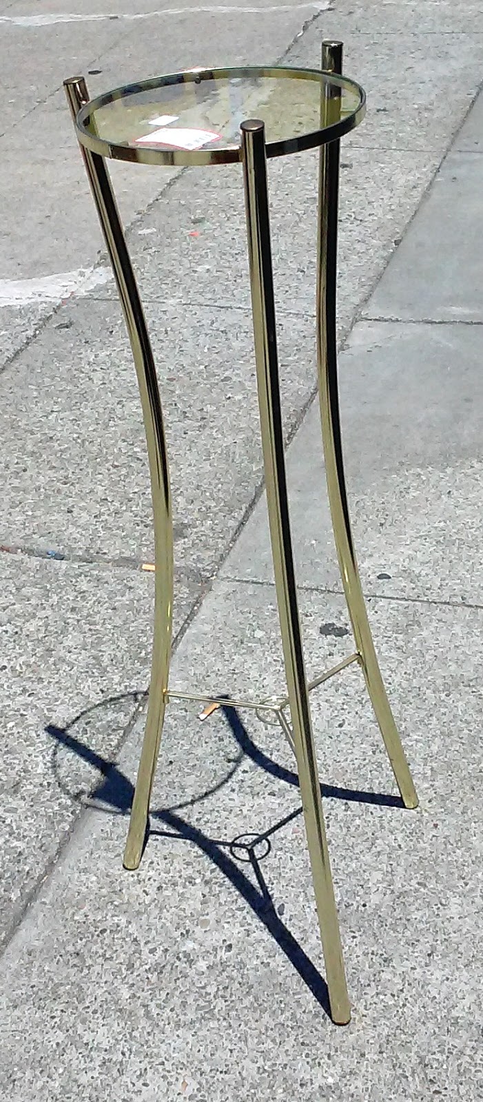 UHURU FURNITURE & COLLECTIBLES SOLD 3018 Brass & Glass Plant Stand 25