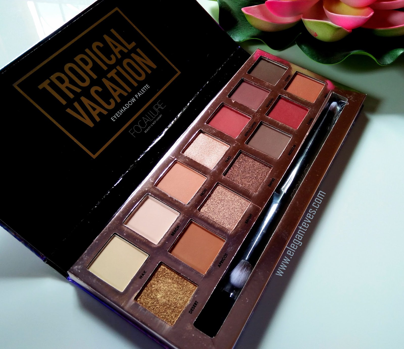 Focallure Tropical Vacation Eyeshadow palette Review, Swatches