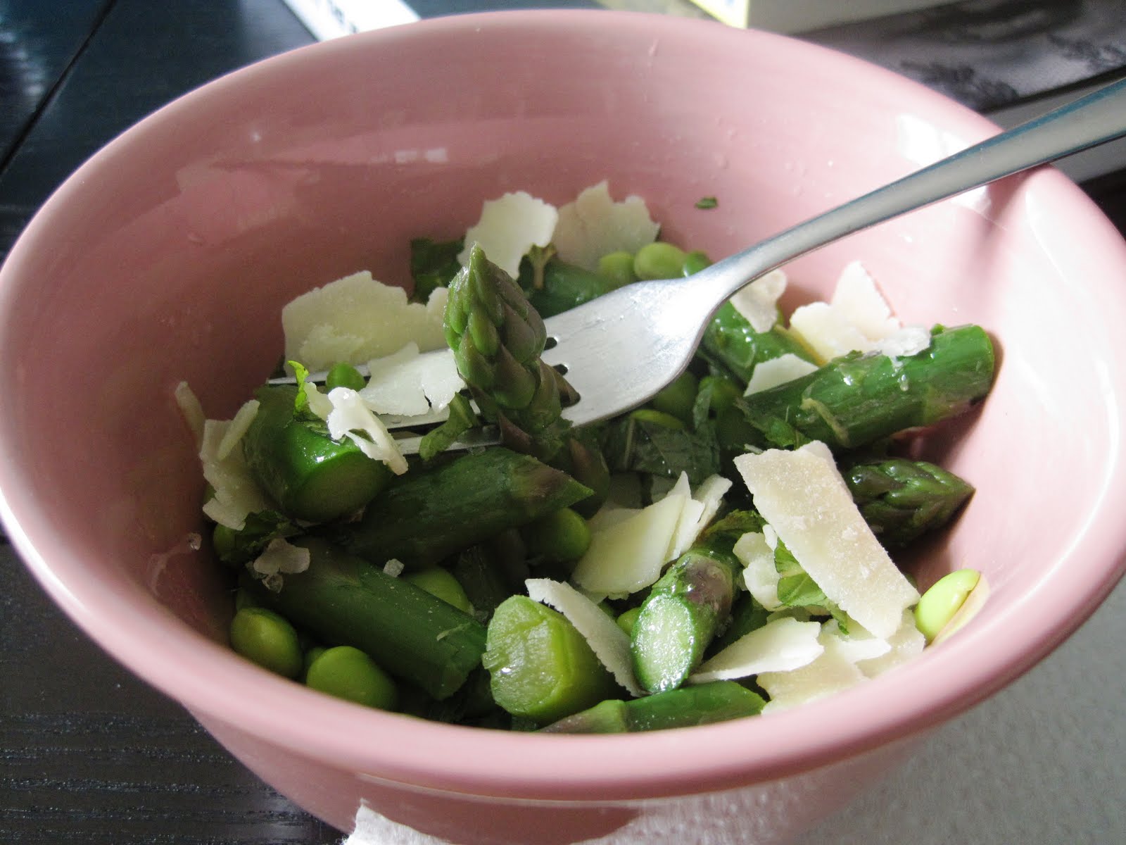 Vintage Pink Treasures Blog Edamame & Asparagus Salad