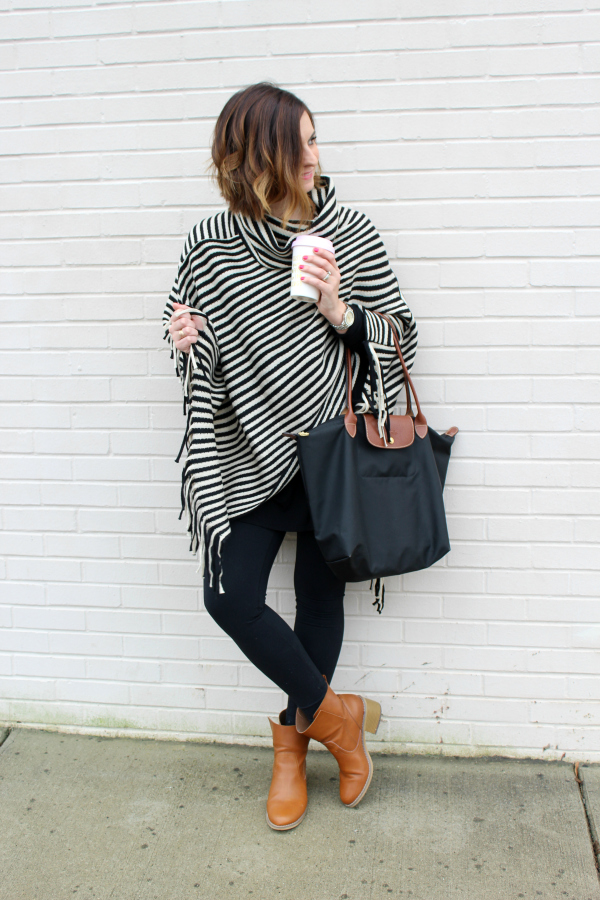poncho, gray monroe, mom style, mom blogger, style on a budget