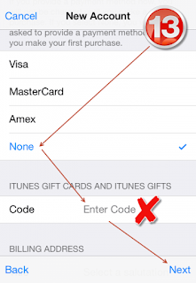لختيار طريقة الدفع المجانية عند التسجيل في آب استور App Store