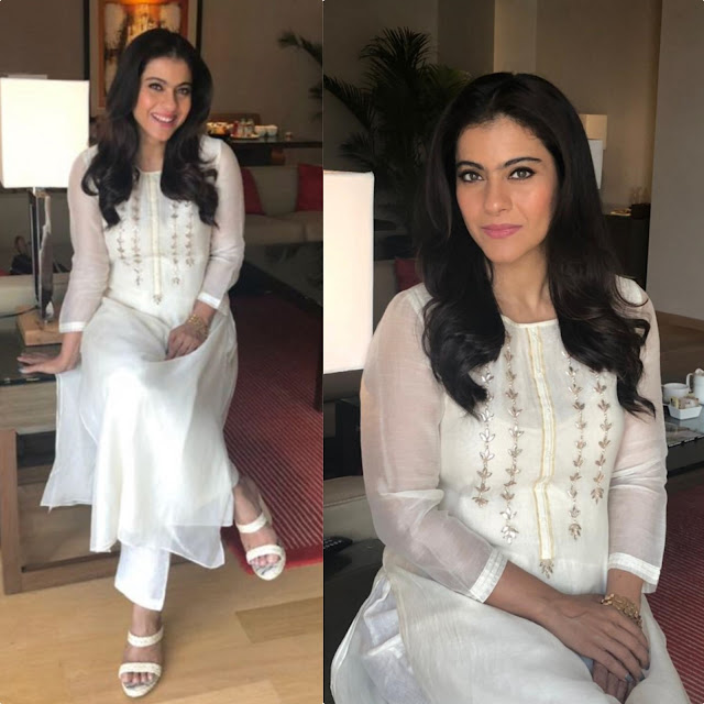 Kajol in a White Suit by Anita Dongre