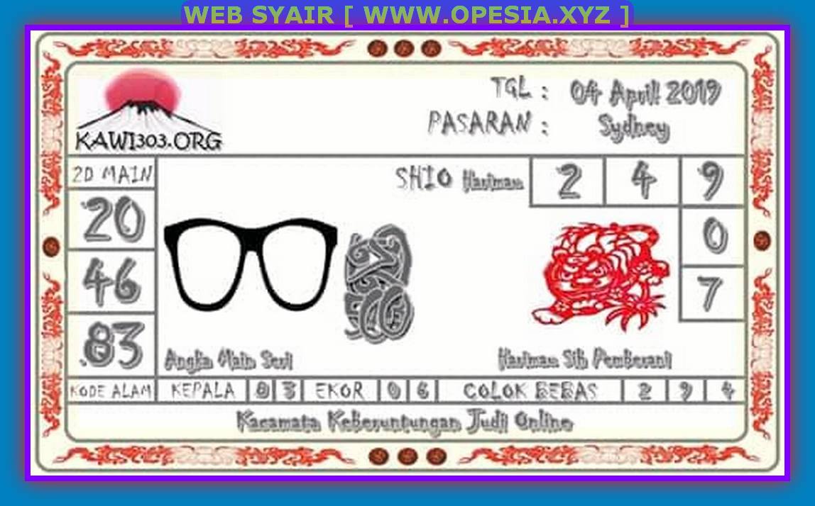Kode syair sdy Kamis 4 April 2019 GOsyair SEDIA KODE