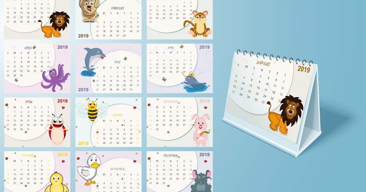 Calendario 2019 para imprimir: Fondos de animales para editar Calendario 2019 para imprimir: Fondos de animales para editar