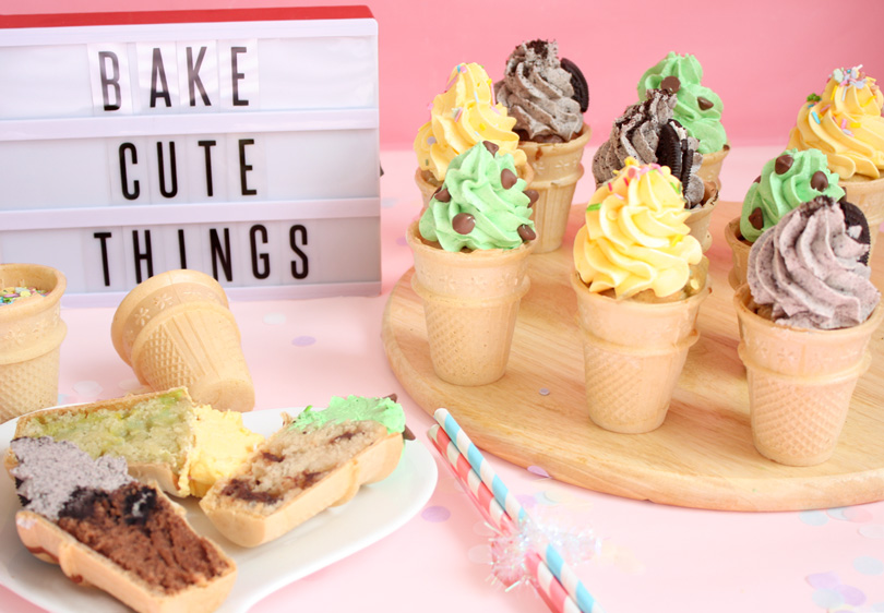 vegan ice-cream cone cupcakes