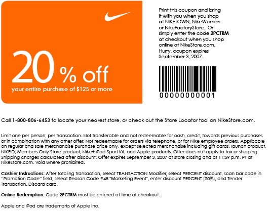 nike outlet coupons in store