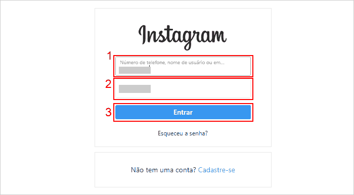 Acessando sua conta do Instagram para baixar todas as imagens