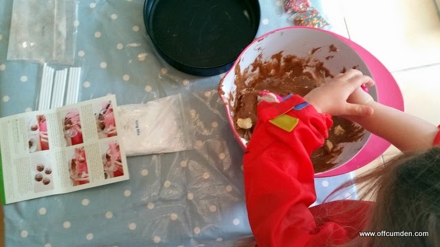 Mixing a cake