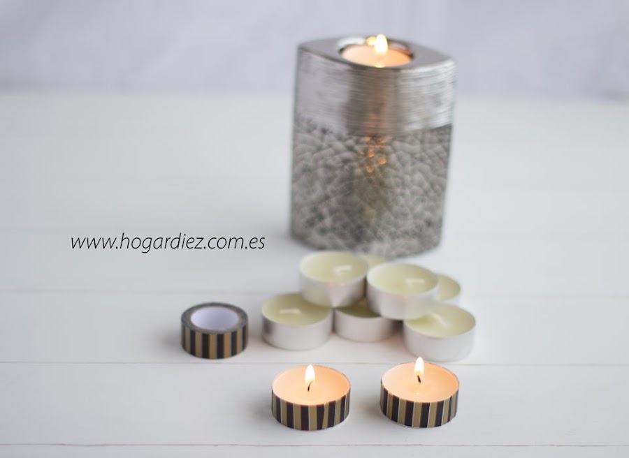 Velas decoradas con washi tape