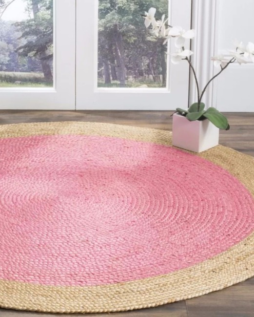 Pink Natural Fiber Rug for Coastal Style Living